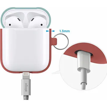 Příslušenství pro sluchátka Elago Airpods Silicone Duo Hang Case - Italian Rose/ Coral Blue, Yellow