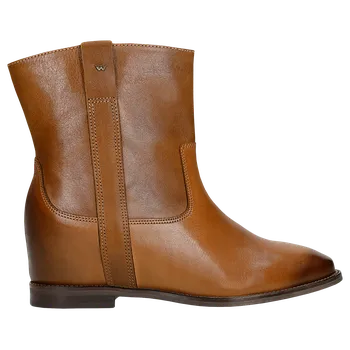 Pánské polobotky Hnědé Kožené Kotníkové Boty Se Skrytým Klínem Wojas 5526252 37