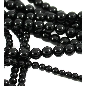 Materiál na výrobu šperku Černý Achát korálky 4-8mm - Návlek - 4mm