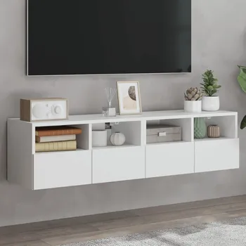 Televizní stolek Nástěnná TV skříňka bílá 80 x 30 x 30 cm kompozitní dřevo