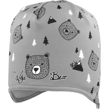 Kojenecká čepice RDX Chlapecká čepice na uši Méďa Šedá Vel. 5