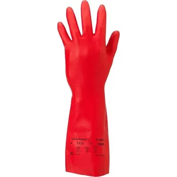 Pracovní rukavice RUKAVICE CHEMICKÉ nitril ALPHATEC SOLVEX 37-900 červená 7 (S)