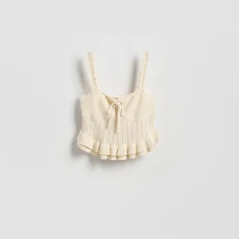 Dámské tričko Reserved - Háčkovaný top na ramínka - tělová - YT253-02X - YT253-02X-M