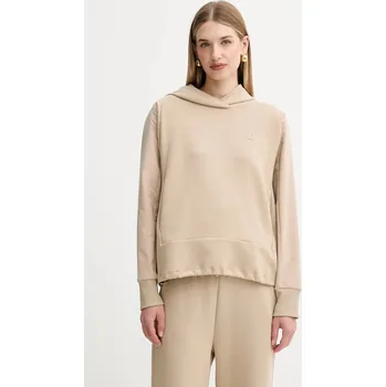 Dámská mikina Mikina BOSS Elapse1 dámská, béžová barva, s kapucí, hladká, 50553638 08X, vel. XS