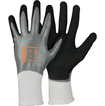 Pracovní rukavice RUKAVICE POVRSTVENÉ nitril (celomáčené) STOP-OIL šedá-černá 7 (S)
