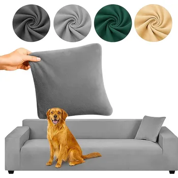 Povlak na polštářek Elastický sametový potah na pohovku 190-230 cm + povlak na polštář Šedá