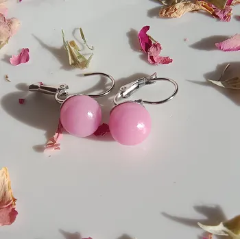 Náušnice MagieKorálků.cz Visací náušnice - polymerová kulička 20052 Barva: Růžová