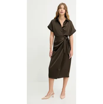 Dámské šaty Šaty Answear.LAB hnědá barva, midi 16981.hak 89X, vel. S/M