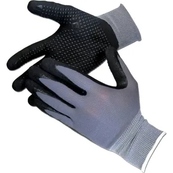 Pracovní rukavice RUKAVICE POVRSTVENÉ nitril s PVC terčíky (dlaň) MAFLEX FOAM D tm.šedá-černá 11 (2XL)