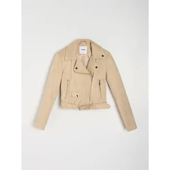 Dámský kabát Sinsay - Bunda biker s páskem - béžová - 662ER-02X - 662ER-02X-XL