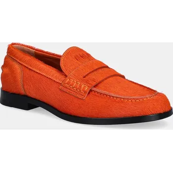 Dámské mokasíny Kožené mokasíny MSGM dámské, oranžová barva, na plochém podpatku, 3941MDS153 995 3941MDS153.995.10 22X, EUR 38
