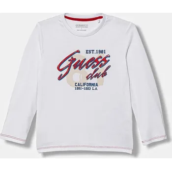 Chlapecké tričko Dětské bavlněné tričko s dlouhým rukávem Guess N5YI15.K8HM4.9BYA bílá 00X, vel. 118-122