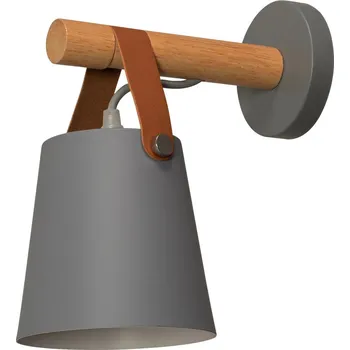 Nástěnné svítidlo Designová nástěnná lampa ze dřeva a kovu Šedá