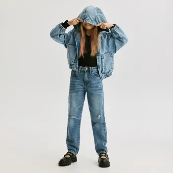 Reserved - Vyšisované mom fit džíny - modrá - 722CV-50J - 722CV-50J-122-2