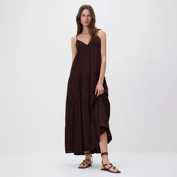Dámské šaty Reserved - Maxi šaty z viskózy - kávová - 315FH-84X - 315FH-84X-S