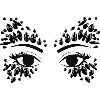 Karnevalový doplněk Samolepicí černé krystaly na obličej 15x9 cm – party dekorace