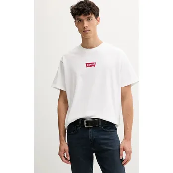 Bavlněné tričko Levi's pánské, bílá barva, s aplikací, 87373 87373.0214 00X, vel. S