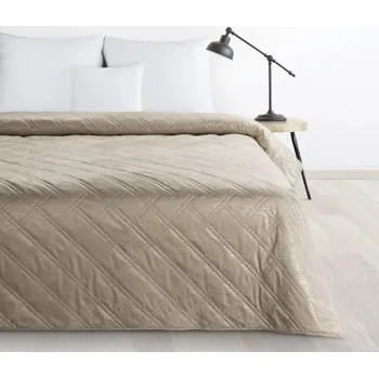 Přehoz na lůžko Luxusní velurový přehoz se stříbrným potiskem - béžový Šířka: 200 cm | Délka: 220 cm