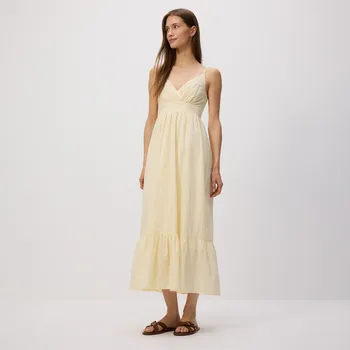 Dámské šaty Reserved - Ažurové maxi šaty - světle žlutá - XV442-10X - XV442-10X-S