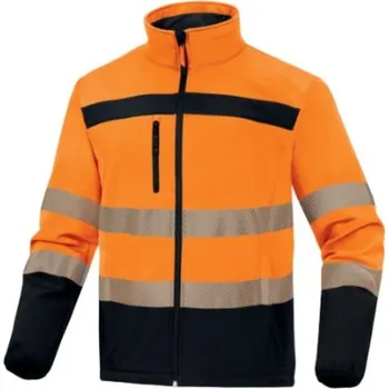 Pánský zimní kabát BUNDA High Vis SOFTSHELL LULEA2HV zářivě oranžová-námořnická modrá 2XL