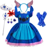 Dívčí šaty na motivy postavičky Lilo & Stitch (ideální i jako kostým Stitche) Varianta: 05, Velikost: 130 (5-6 let)