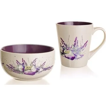 BANQUET OLIVES Sada snídaňová - hrnek a miska 2 ks 60HH1433OL, fialová