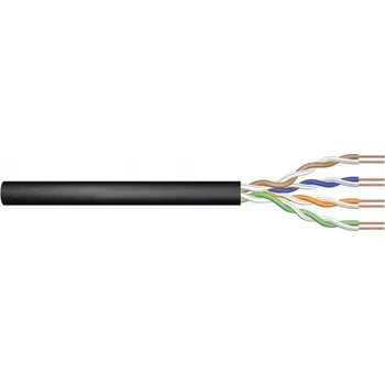 Síťový kabel CAT 5e U-UTP outdoor installation cable, 100 MHz Fca (PVC), AWG 24/1, 50 m paper box, sx, black