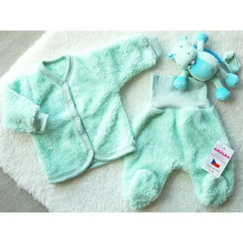 Kojenecká souprava AMÁLKA Chlupatková souprava pro miminko, zelená mint Velikost: 74