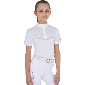 Triko závodní dívčí Equestro SS Buttons 14let bílá