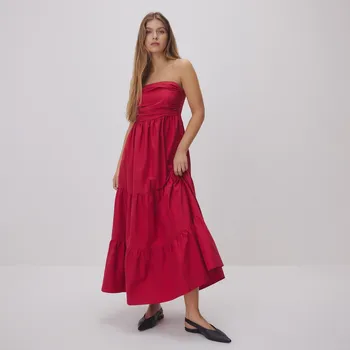 Dámské šaty Reserved - Maxi šaty s volánky - červená - 649EH-33X - 649EH-33X-XXL