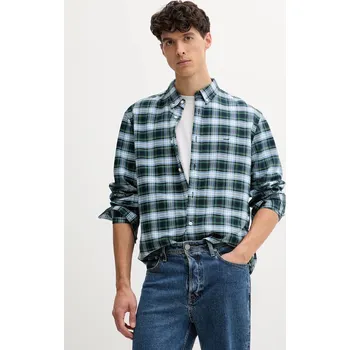 Pánská košile Bavlněná košile Levi's pánská, tmavomodrá barva, relaxed, s límečkem button-down, A7210 A7210.0042 59A, vel. S