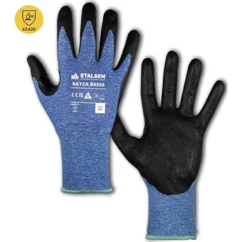 Pracovní rukavice RUKAVICE PROTIŘEZNÉ povrstvené nitrilem RAYZA RX555 modrá-černá 7 (S)