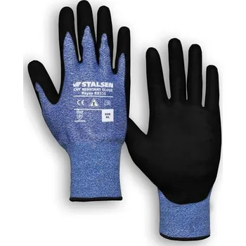 Pracovní rukavice RUKAVICE PROTIŘEZNÉ povrstvené nitrilem RAYZA RX556 modrá-černá 6 (XS)