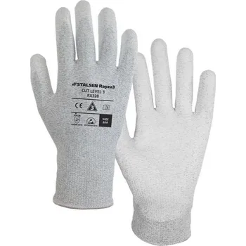 Pracovní rukavice RUKAVICE POVRSTVENÉ antistatické PU (dlaň) ESD RAYZA RX328 šedá-bílá 9 (L)