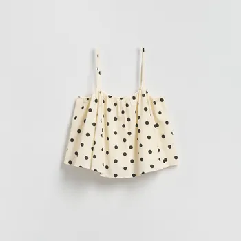 Dámské tričko Reserved - Bavlněný top s puntíky - krémová - 750HF-01X - 750HF-01X-XS