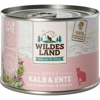 Krmivo pro kočku Wildes Land telecí a kachní s brusinkami 6x200 g