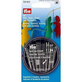 PRYM Šicí, vyšívací a korálkové jehly v kompaktní krabičce, 24 ks