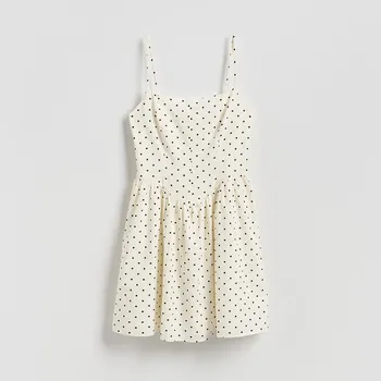 Dámské šaty Reserved - Mini šaty s puntíky - bílá - 705HF-00X - 705HF-00X-XS