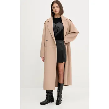 Dámský kabát Kabát s příměsí vlny HUGO Meluma-1_DF 50542299 béžová 80X, vel. 34