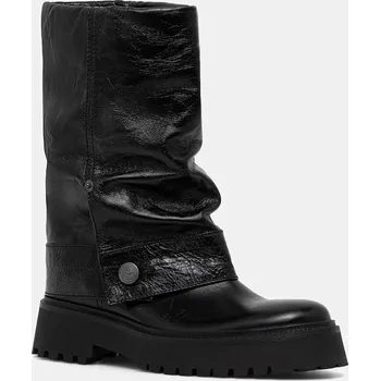 Dámské kozačky Kožené kotníkové boty ZADIG&VOLTAIRE Angie dámské, černá barva, na plochém podpatku, SWCT02058 99X, EUR 36