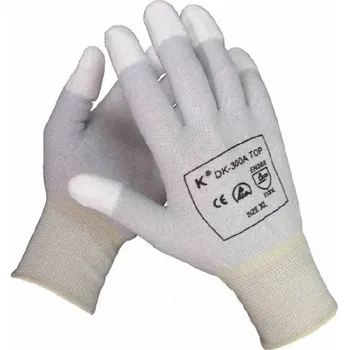 Pracovní rukavice RUKAVICE TEXTILNÍ pletené antistatické nylon ESD DK-300A TOP (JCA-202) sv.šedá-bílá 10 (XL)