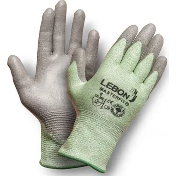 Pracovní rukavice RUKAVICE PROTIŘEZNÉ povrstvené PU MASTERFIT zelená-šedá 6 (XS)