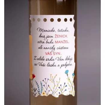 Víno Svatební víno s etiketou - Poděkování - Syn víno: Cabernet Sauvignon Rosé - polosuché