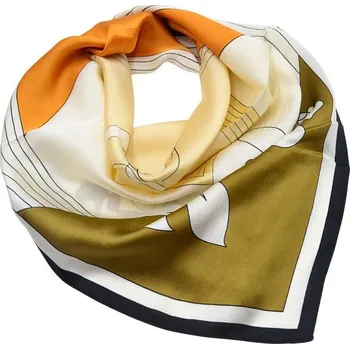 Šátek Velký šátek - zeleno-béžový s květinovým potiskem