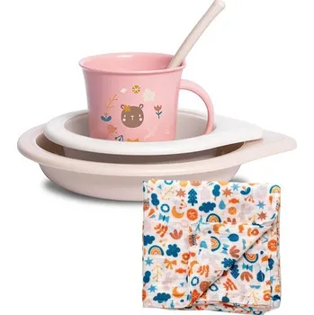 dětská jídelní sada VÝPRODEJ - SUAVINEX | Jídelní set FOREST +6 m - růžová