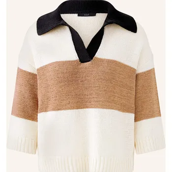 Dámský svetr Oui Dámský Svetr Troyer, bílá / velbloudí, 36