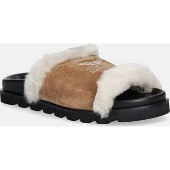 Dámské pantofle Semišové pantofle ZADIG&VOLTAIRE Teddy dámské, hnědá barva, SWCT02081 88X, EUR 38