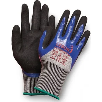 Pracovní rukavice RUKAVICE PROTIŘEZNÉ povrstvené nitrilem OCTOPUS/DA modrá-černá 8 (M)