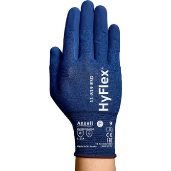 Pracovní rukavice RUKAVICE POVRSTVENÉ antistatické nitril (dlaň) ESD HYFLEX 11-819 modrá 11 (2XL)