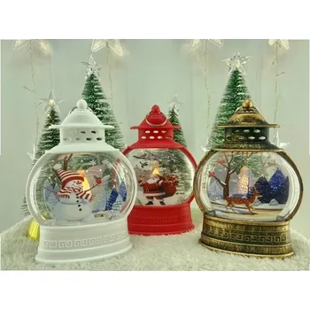 Vánoční dekorace Vánoční kruhová lucernička s LED svíčkou 17 cm Červená